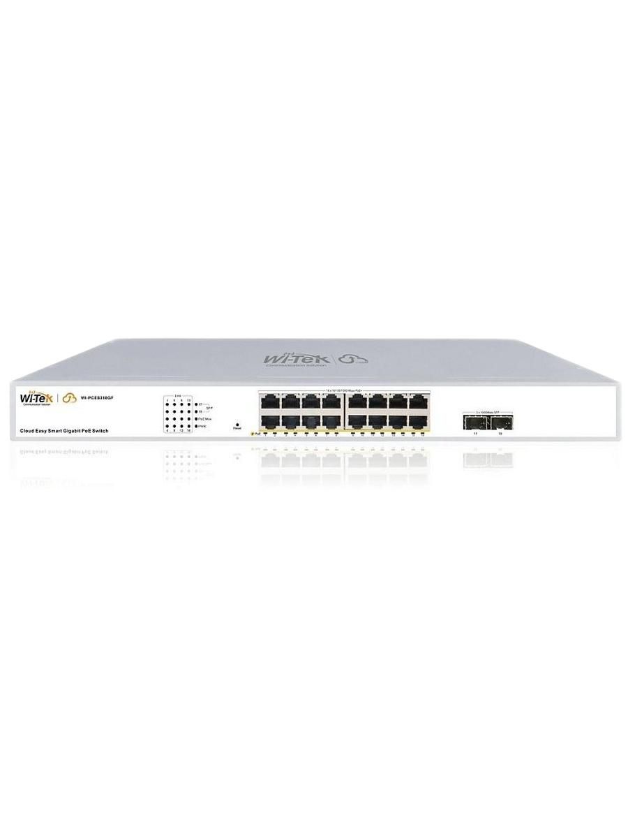 Коммутатор настраиваемый WI-PCES318GF, PoE 250Вт, порты 16 PoE GE + 2 SFP, Easy Smart