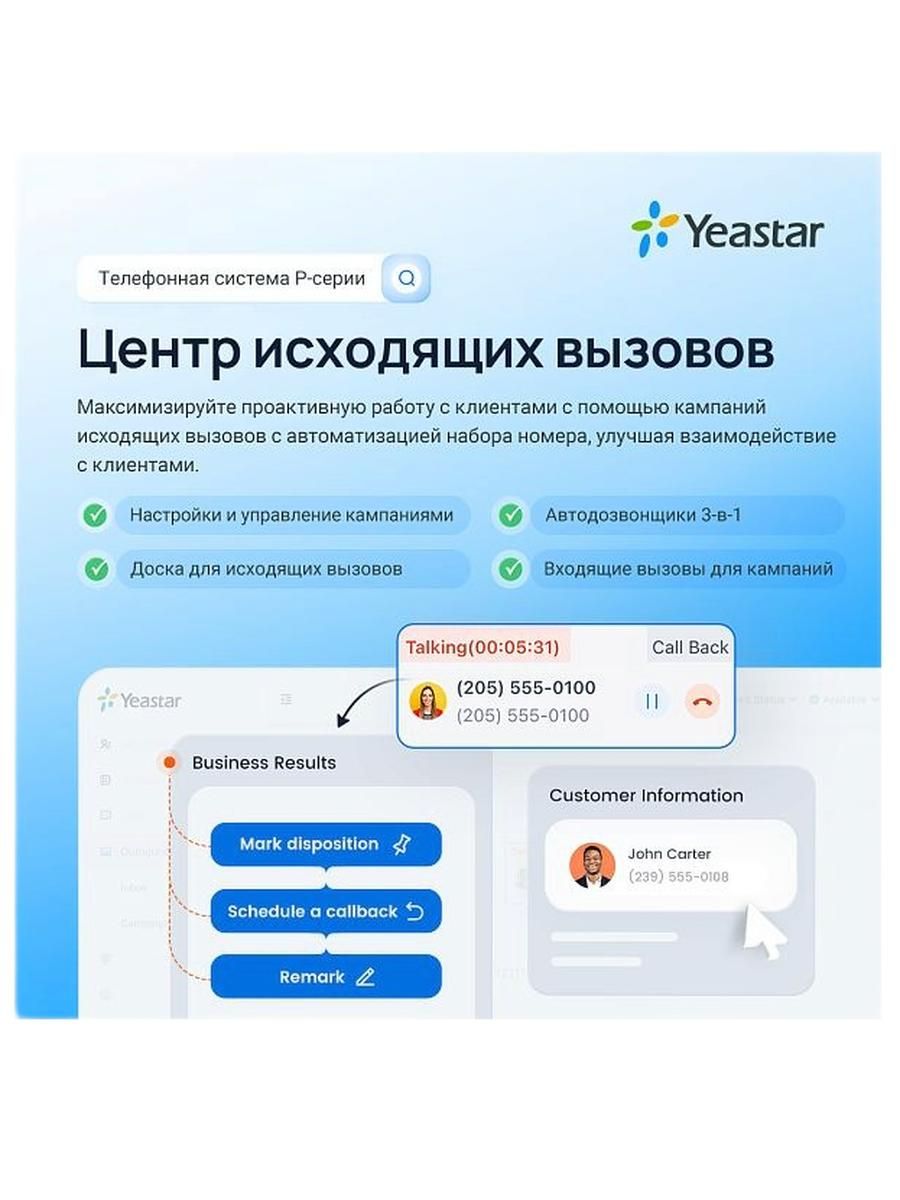 Программа автоматического обзвона клиентов Yeastar PSE Out Bound Call Center, годовая