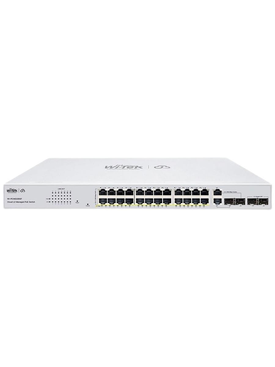 Коммутатор управляемый Wi-Tek WI-PCMS328GF v2, уровень L2, 28GbE-T + 2порта SFP + 2порта SFP Combo + 1консольный порт, поддержка PoE