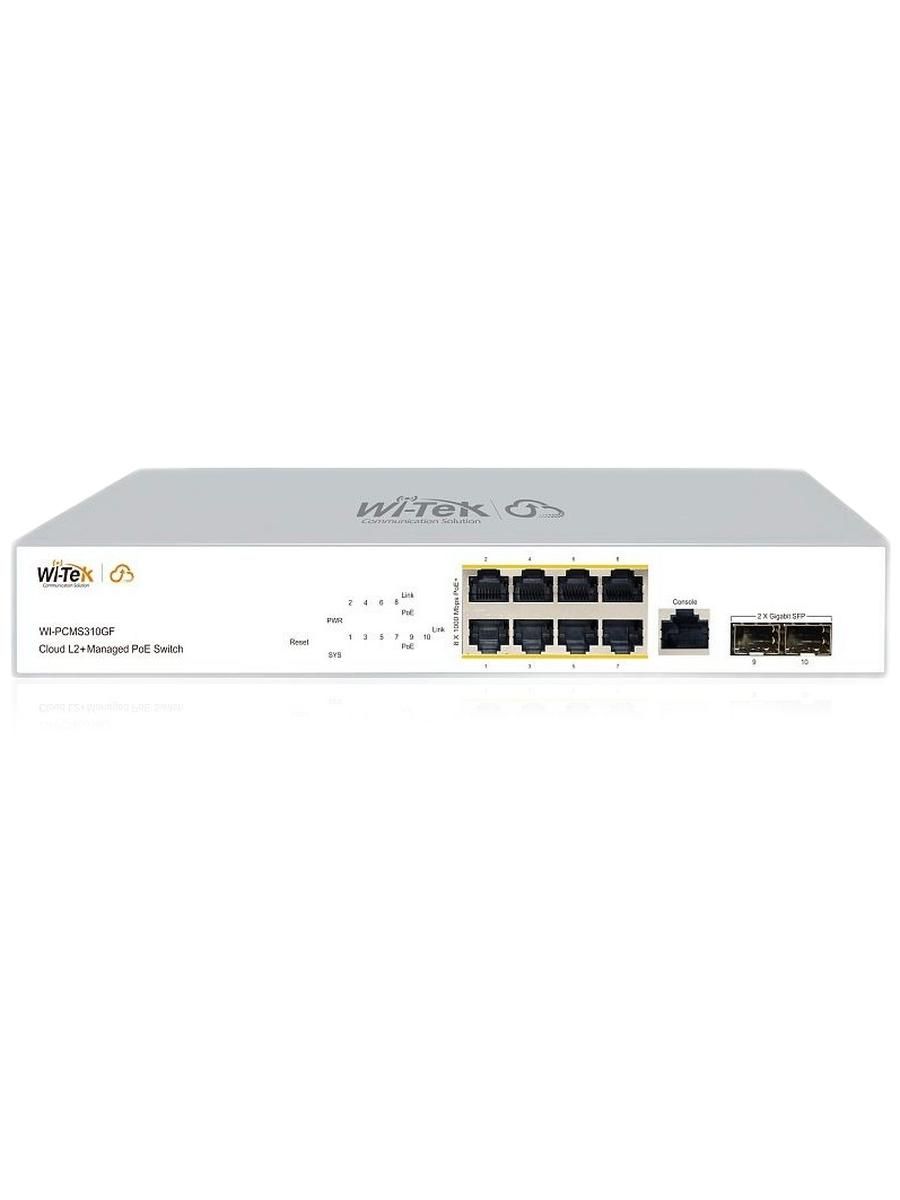 Коммутатор управляемый Wi-Tek WI-PCMS310GF v2, уровень L2, 8GbE-T + 2порта SFP + 1консольный порт, поддержка PoE