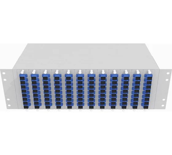 Кросс стоечный оптический Vimcom 19'' укомплектованный 3U, 96 портов SC/UPC, 9/125 мкм (планки, сплайс-кассета, пигтейлы, адаптеры, КДЗС), серый