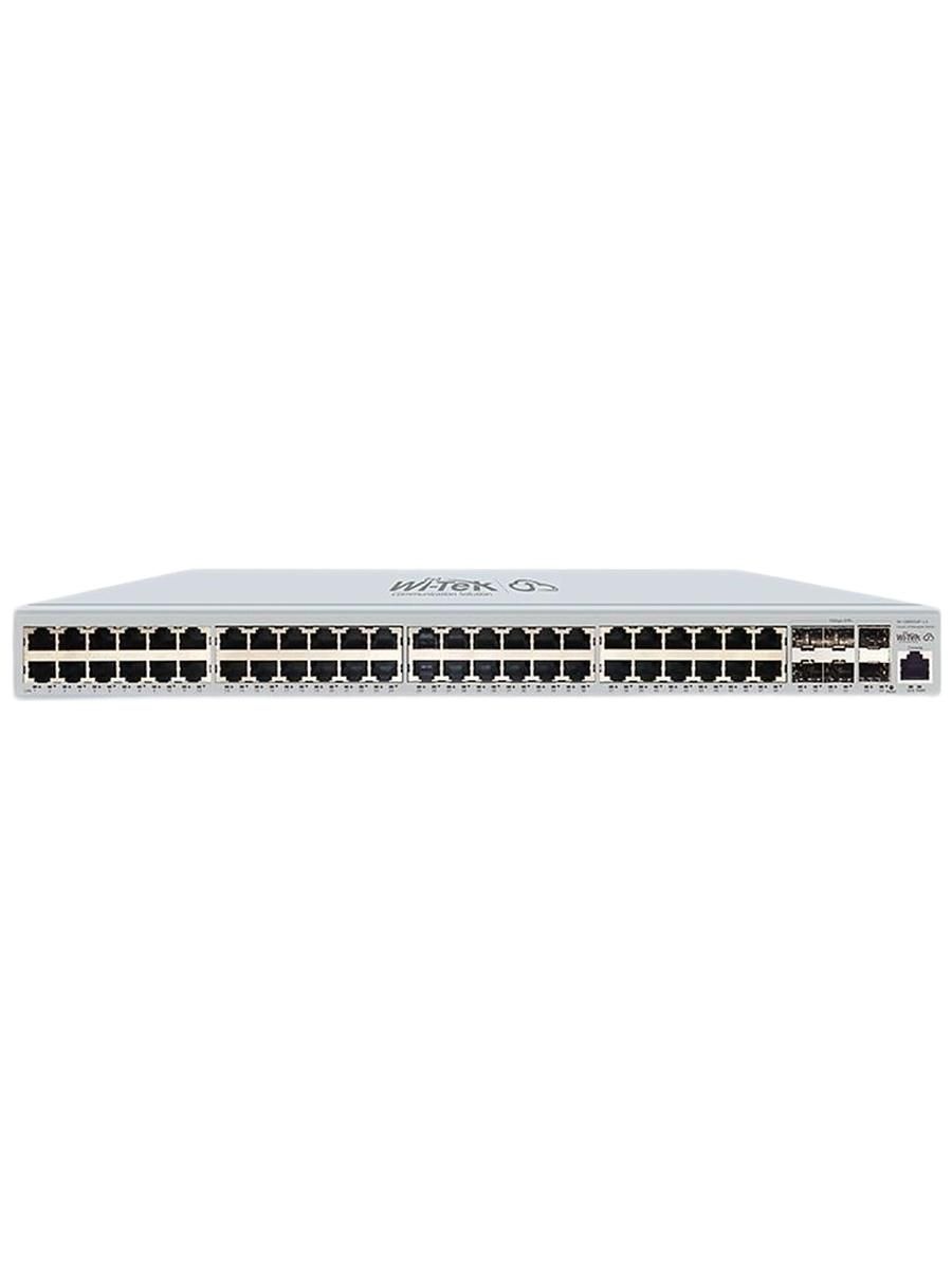 Коммутатор управляемый Wi-Tek WI-CMS554F-L3, уровень L3, 48GbE-T + 6слотов SFP 10GbE + 1консольный порт