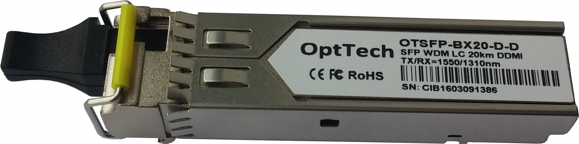 Модуль SFP, WDM, TX/RX=1550/1310nm, LC, 20km, DDMI