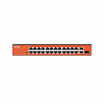 Коммутатор неуправляемый Wi-Tek WI-PS526GH, PoE 200Вт, порты 24 PoE FE + 1GE + 1Combo, режим 250м, Watchdog