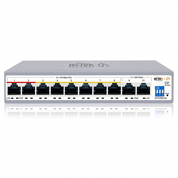 Коммутатор настраиваемый Wi-Tek WI-PCES210G, PoE 100Вт, порты 8FE PoE + 2GE, Easy Smart