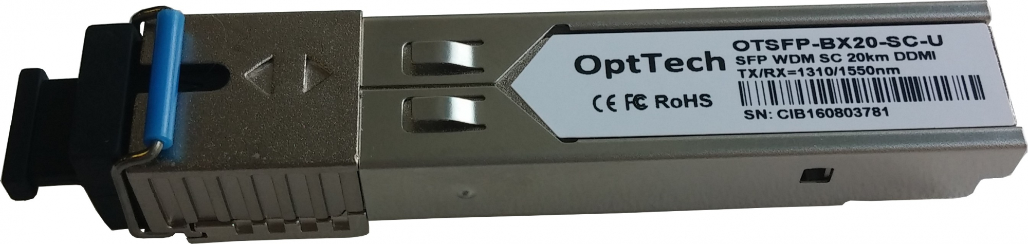 Модуль SFP, WDM, TX/RX=1310/1550nm, SC, 20km, DDMI