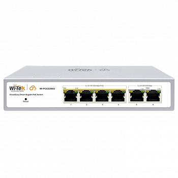 Коммутатор настраиваемый Wi-Tek WI-PCES306G v2, PoE 60Вт, порты 4 PoE GE + 2GE, Easy Smart