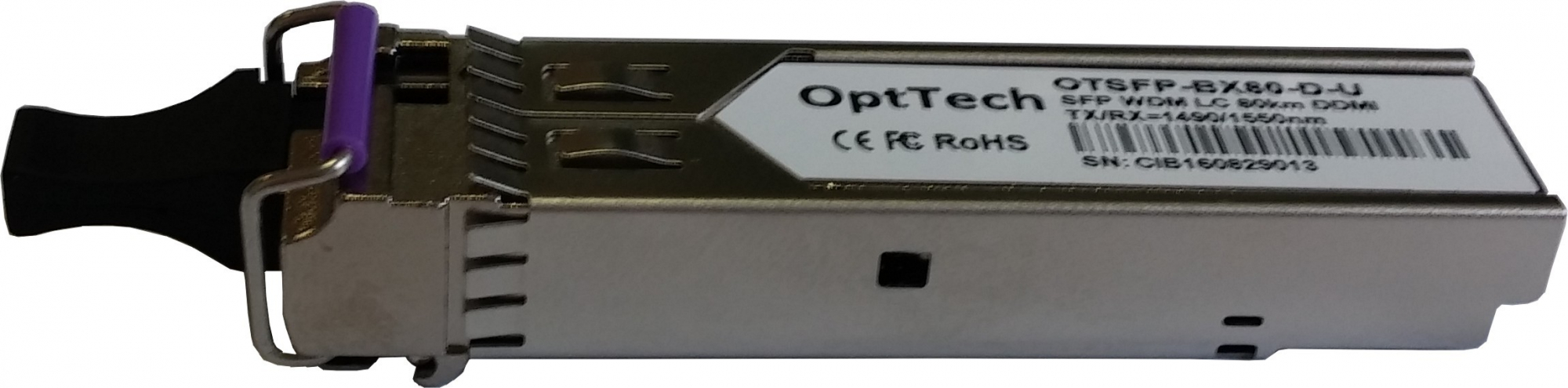 Модуль SFP, WDM, TX/RX=1490/1550nm, LC, 80km, DDMI