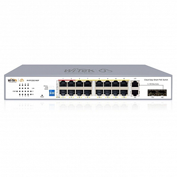Коммутатор настраиваемый Wi-Tek WI-PCES218GF, PoE 250Вт, порты 16FE PoE + 2SFP, Easy Smart