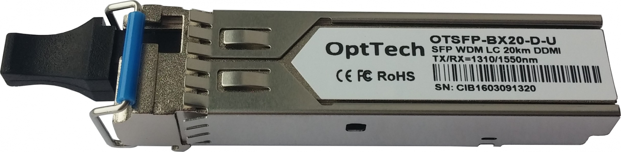 Модуль SFP, WDM, TX/RX=1310/1550nm, LC, 20km, DDMI