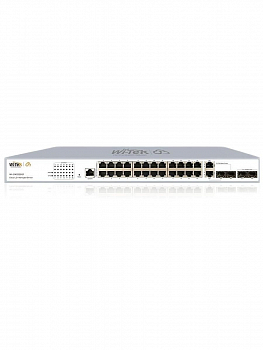 Коммутатор управляемый Wi-Tek WI-CMS328GF, уровень L2, 24GbE-T + 2комбо порта GE/SFP + 2порта SFP + 1консольный порт